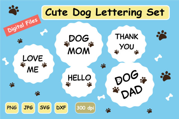 Cute Dog Lettering Set