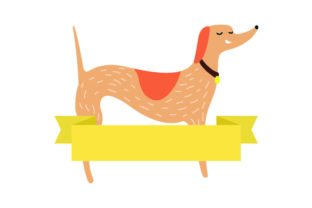 Cute Tall Dog with Blank Banner
