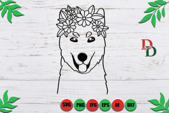 Dog with Flower Crown SVG