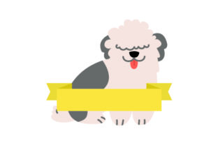 Fluffy Dog with Blank Banner